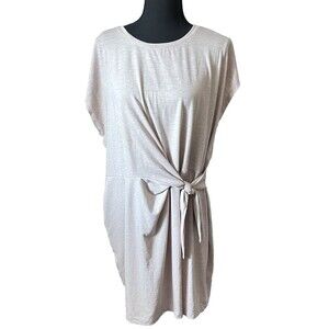 Nine West biege sleeveless dress tie waist Coastal‎ Grandmother Office Chic